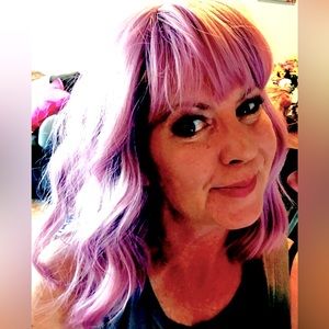 Dark Lilac Wavy Bob Wig with Bangs